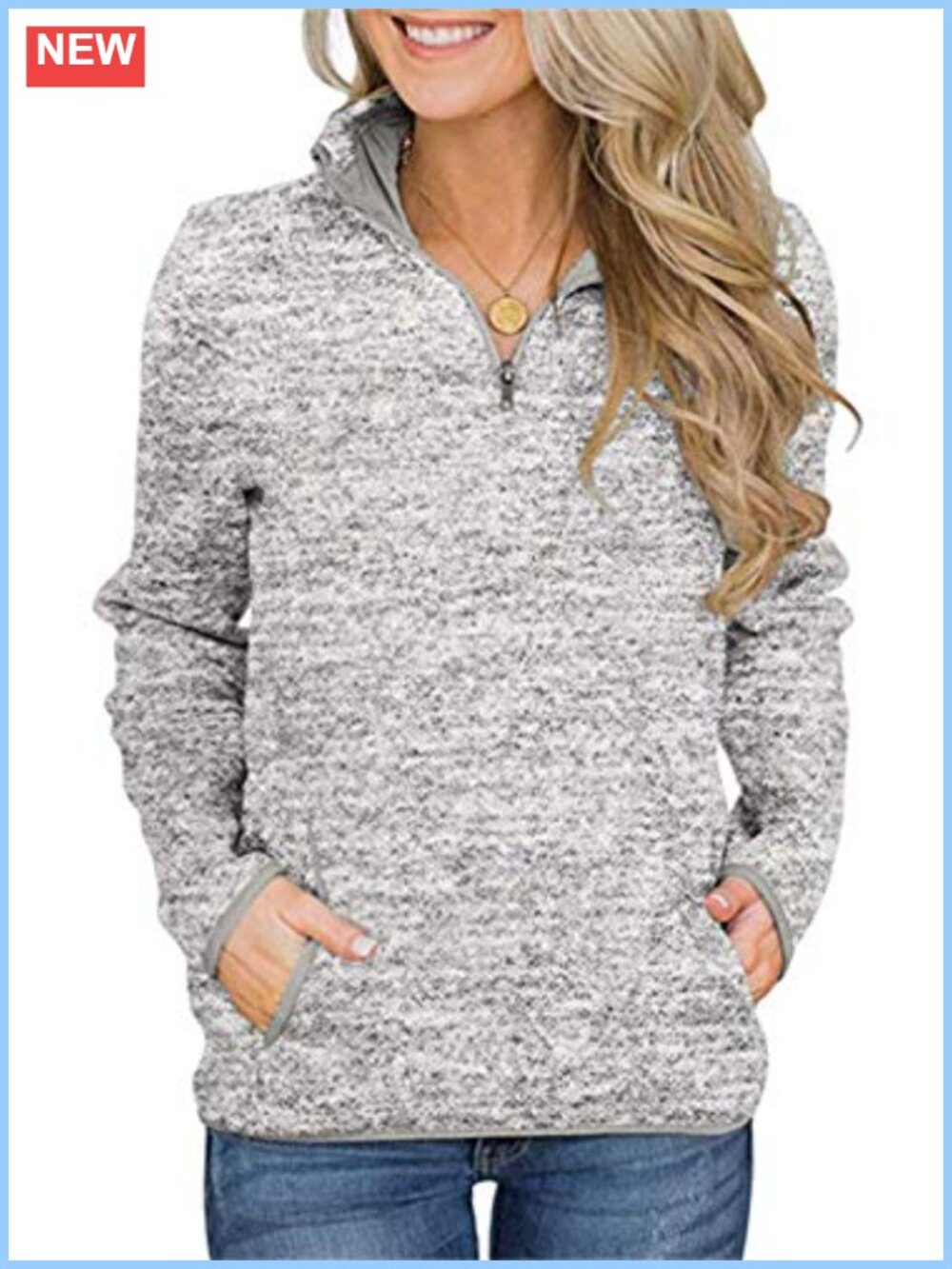 Women's Quarter Zip Pullover Lightweight Fleece Sweatshirt with Pockets